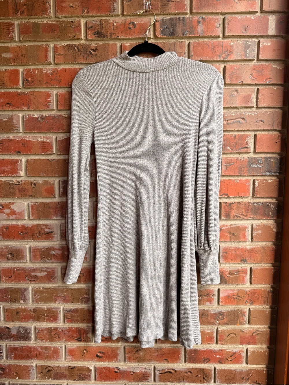 Express Long Sleeve Ribbed Dress - Light Heather Gray
